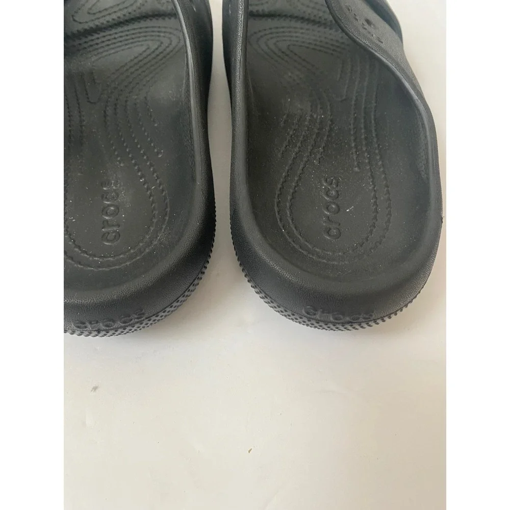 Crocs Classic Sandal Mens 7 Womens 9 Black Two Strap Slide Sandals coastal beach